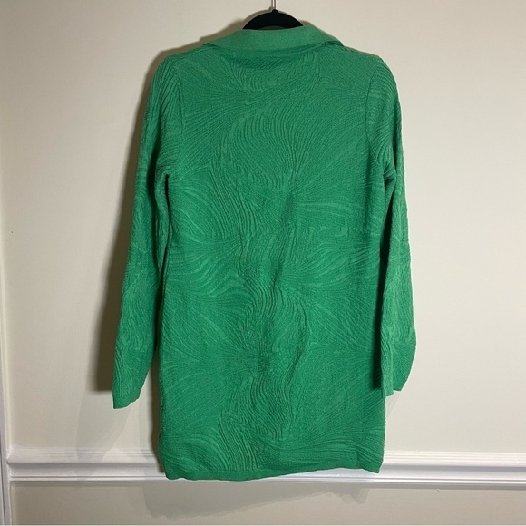 By Anthropologie Long-Sleeve Polo Sweater Mini Dress Green Medium - Picture 7 of 9